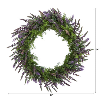 24” Lavender Artificial Wreath - Tampa Home & Garden Store