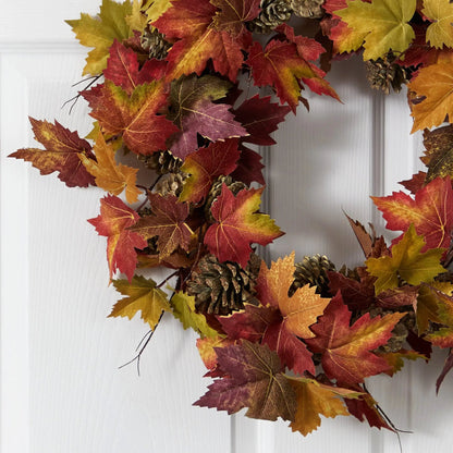 24” Maple Pine Cone Wreath - Tampa Home & Garden Store