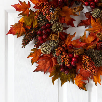 24” Maple and Berry Wreath - Tampa Home & Garden Store