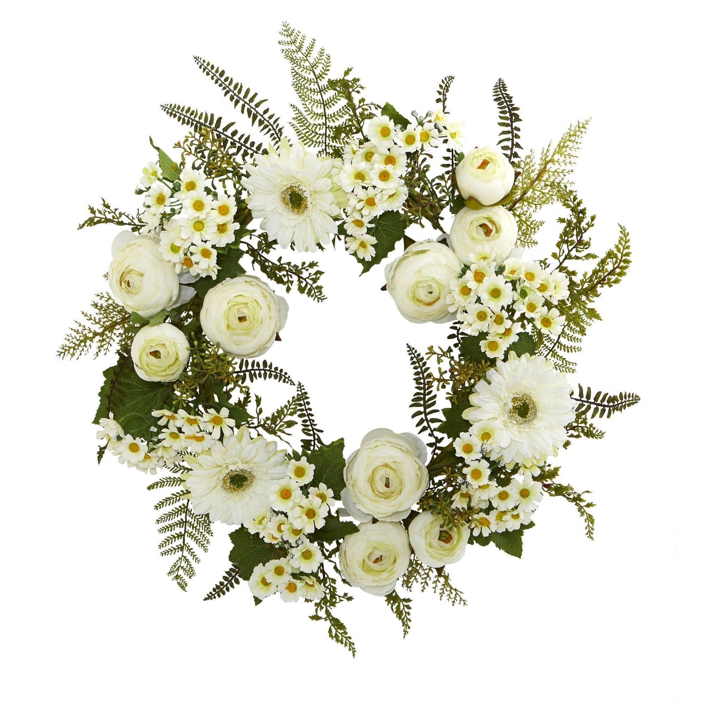 24” Mixed Daisy’s and Ranunculus Wreath - Tampa Home & Garden Store