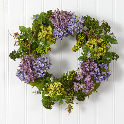 24" Mixed Hydrangea Wreath - Tampa Home & Garden Store