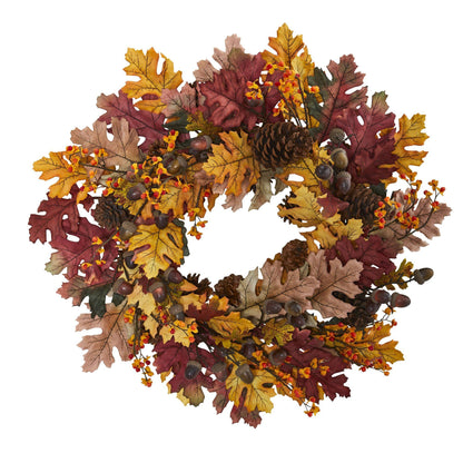 24” Oak Leaf, Acorn & Pine Wreath - Tampa Home & Garden Store