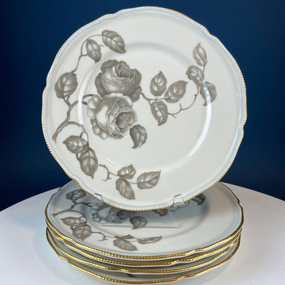 24 Piece Porcelain Dinner Set. Castleton Gloria. Beautiful Neutral Hand Painted Roses. 5 Dinner, Salad, Dessert Plates, Berry Bowls, 4 Cups. - Tampa Home & Garden Store