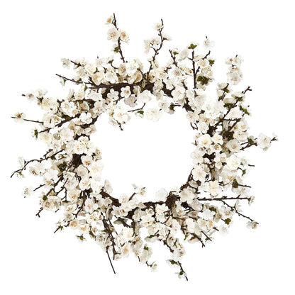 24” Silk Plum Blossom Wreath - Tampa Home & Garden Store
