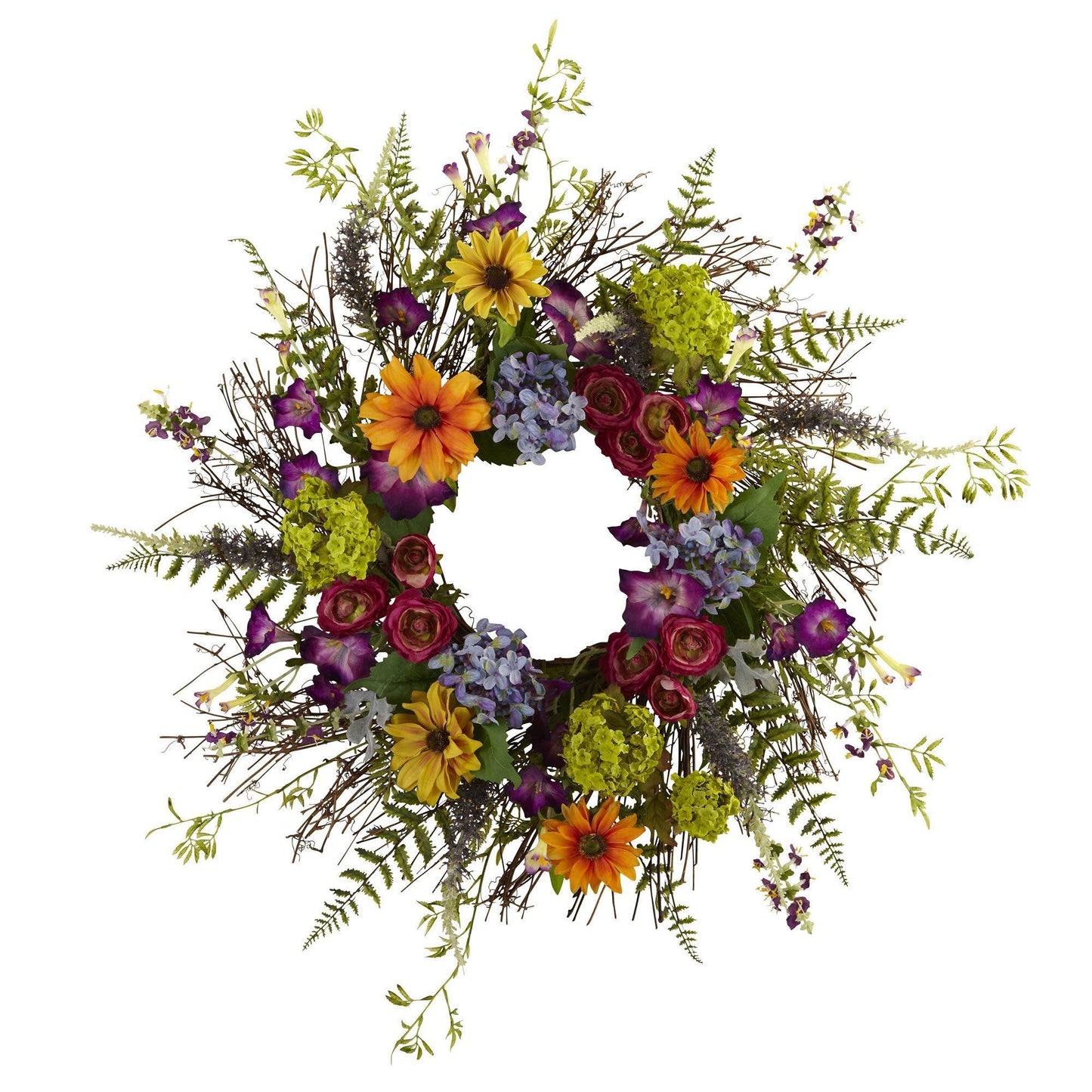 24” Spring Garden Wreath w/Twig Base - Tampa Home & Garden Store