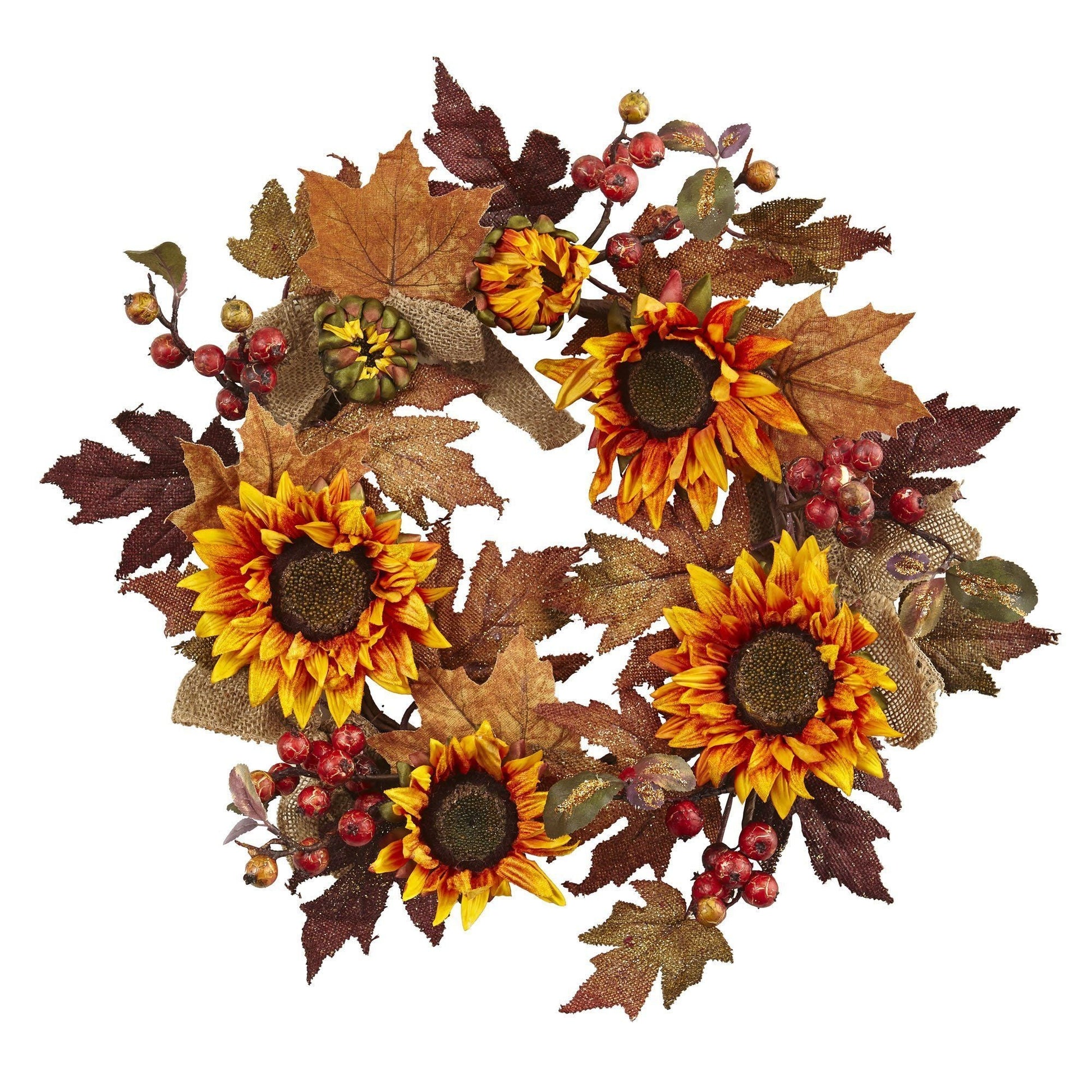 24” Sunflower & Berry Wreath - Tampa Home & Garden Store