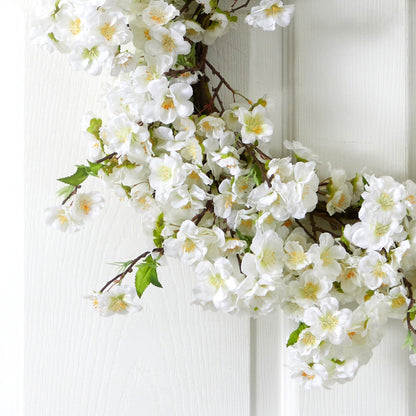 24” White Flower Blossom Wreath - Tampa Home & Garden Store