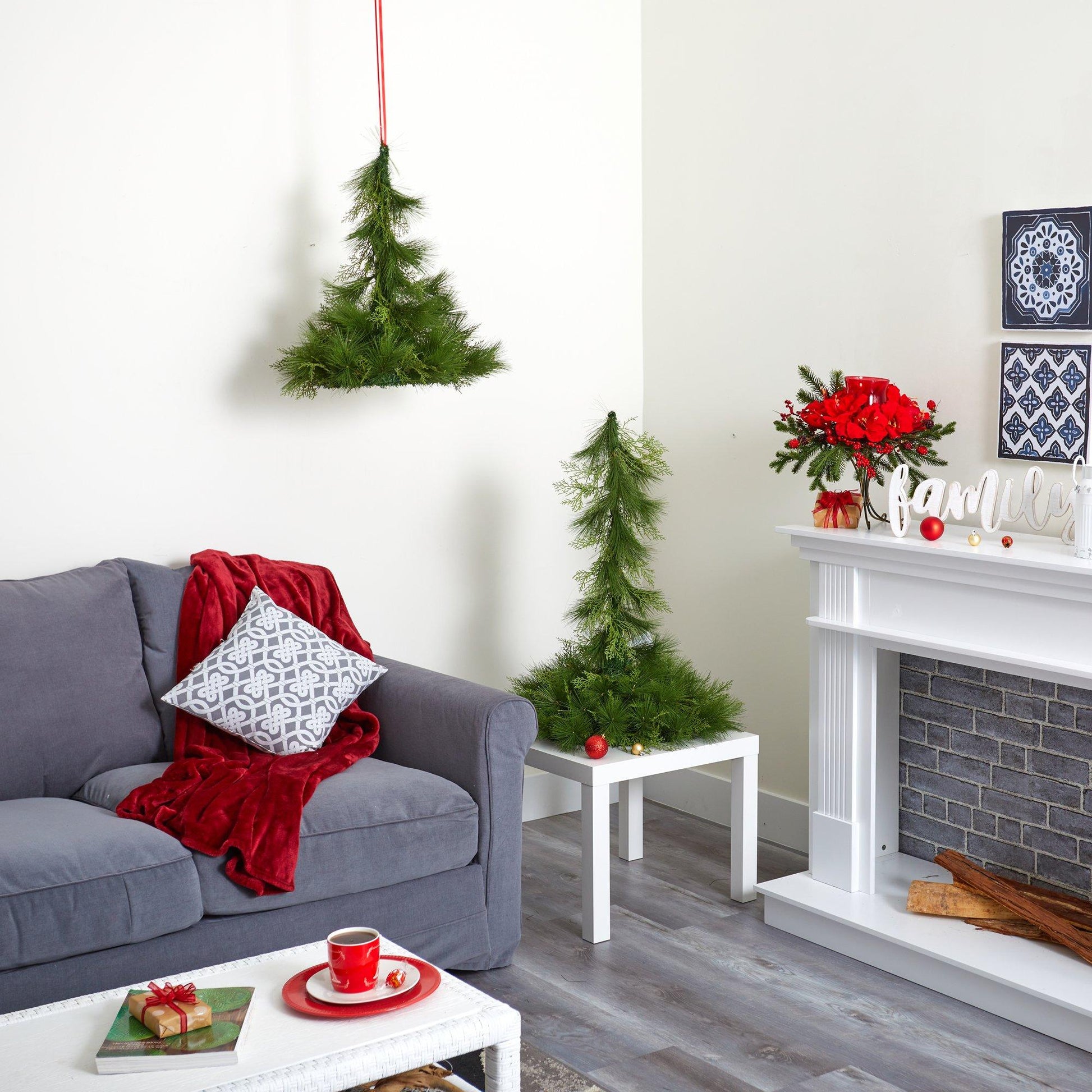 24” and 36” Table Top/Hanging Artificial Christmas Decor (Set of 2) - Tampa Home & Garden Store