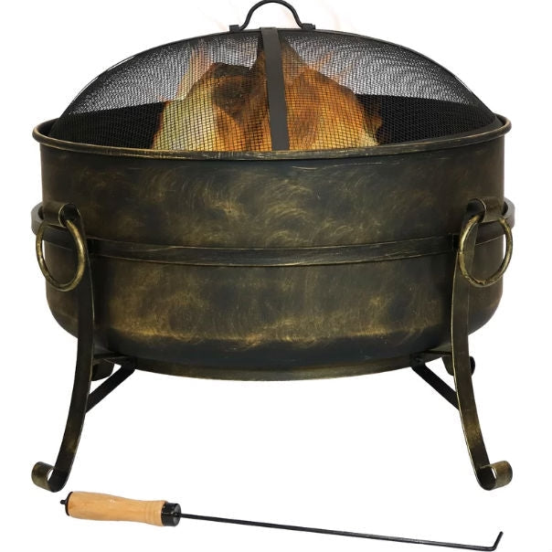 24-inch Diameter Steel Cauldron Wood Burning Fire Pit - Tampa Home & Garden Store