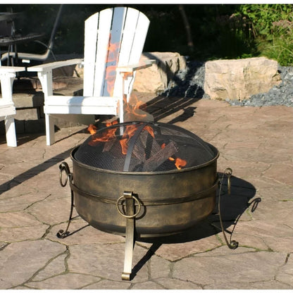 24-inch Diameter Steel Cauldron Wood Burning Fire Pit - Tampa Home & Garden Store