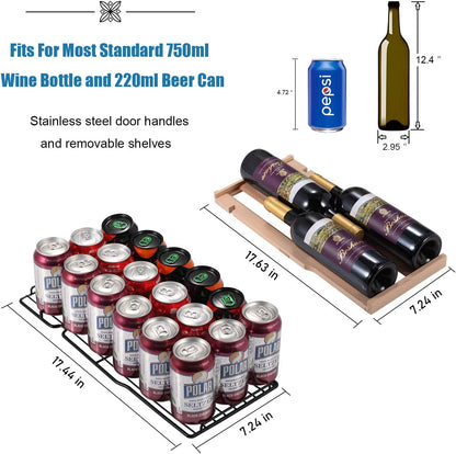 Refrigerador de vinos de doble zona de 24 pulgadas, refrigerador de bebidas W51115