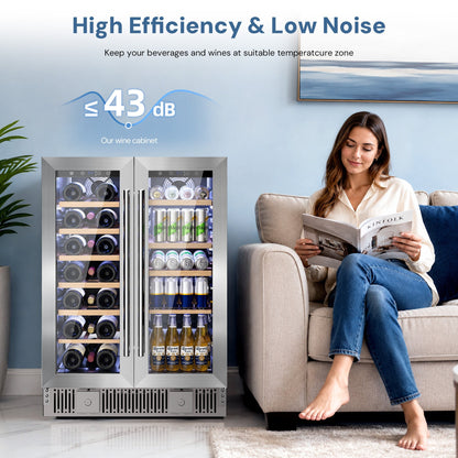 24 Inch Dual Zone Wine Fridge W51115 by Kismile, glass doors pair on Tampa Home & Garden Store