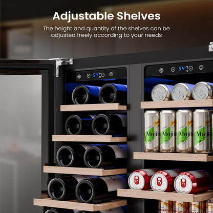 Refrigerador de vinos de doble zona de 24 pulgadas, refrigerador de bebidas W51115