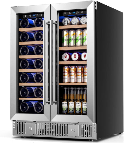Refrigerador de vinos de doble zona de 24 pulgadas, refrigerador de bebidas W51115