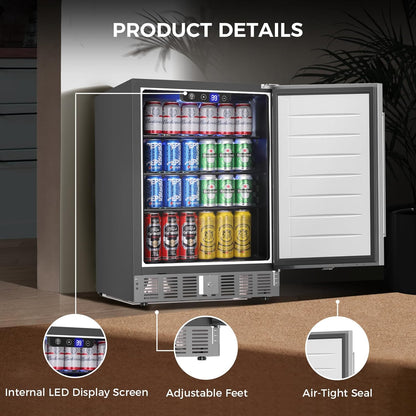 Under Counter Refrigerator, 24 Inch Double Drawer Beverage Fridge F58145