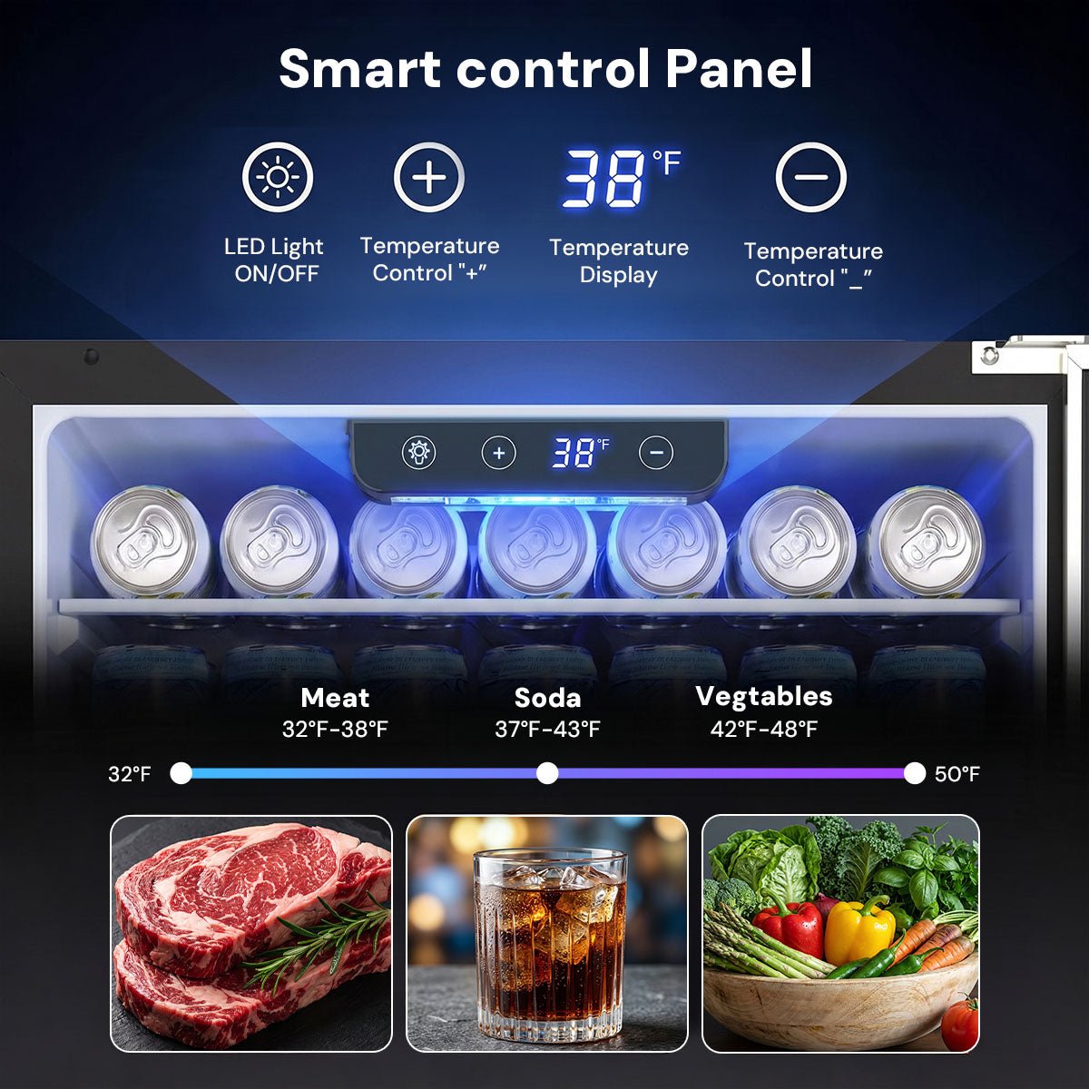 Kismile 24-in indoor/outdoor beverage refrigerator with smart control panel and blue LED on Tampa Home & Garden Store