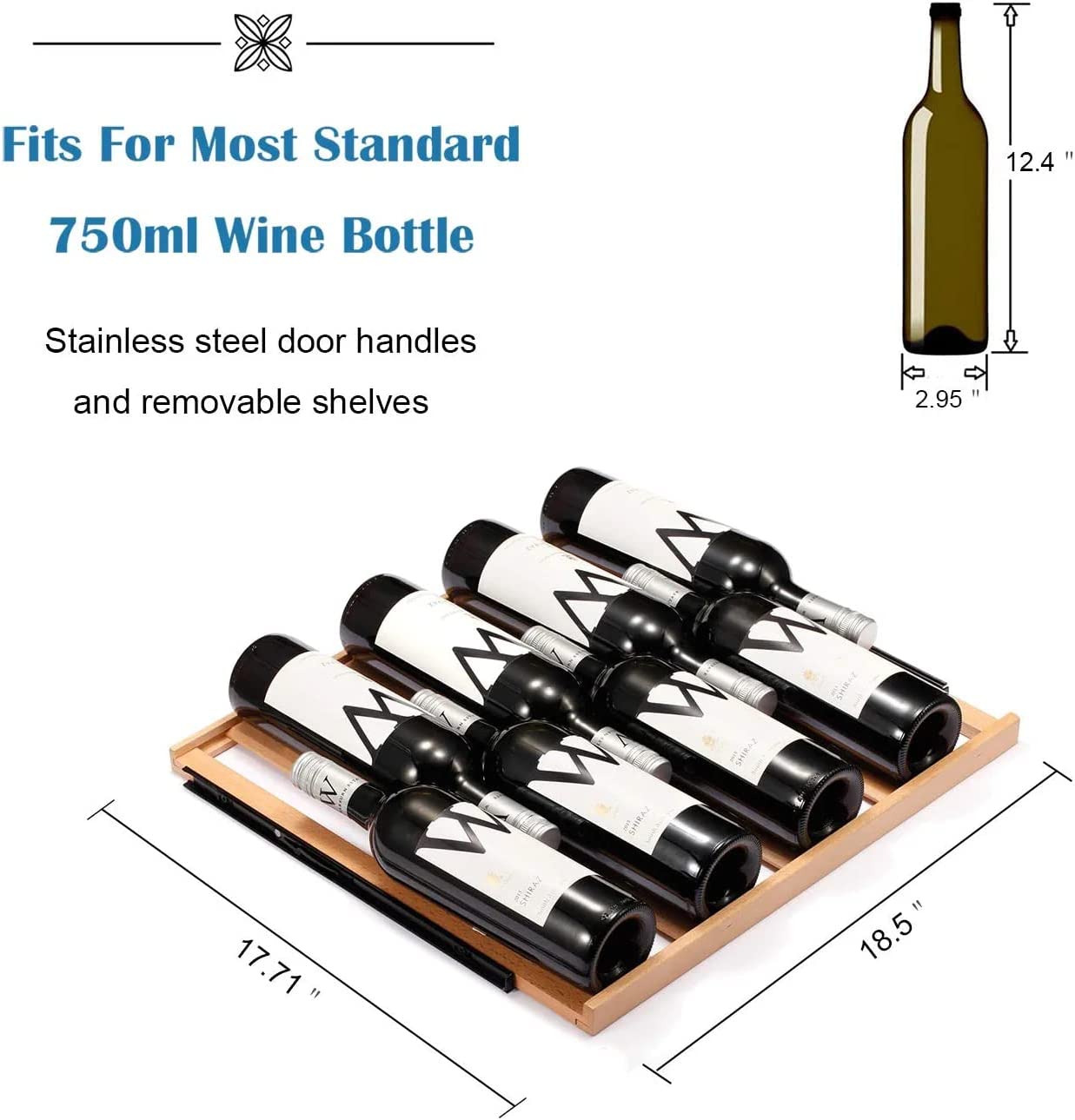 24 Inch Wooden Shelves Built-in Wine Fridges Cooler Beverage Refrigerator W51145B