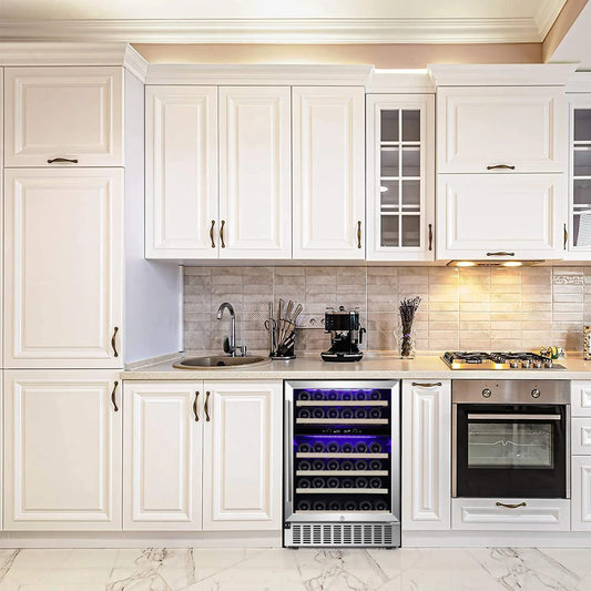 Refrigerador de vinos y bebidas con estantes de madera de 24 pulgadas, integrado, W51145B