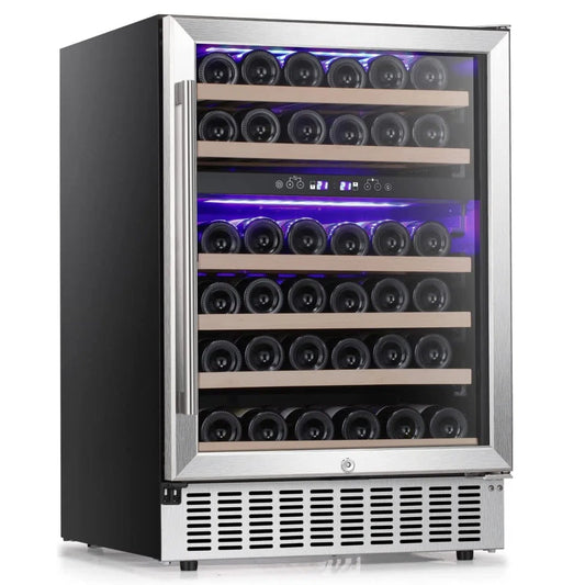 Refrigerador de vinos y bebidas con estantes de madera de 24 pulgadas, integrado, W51145B