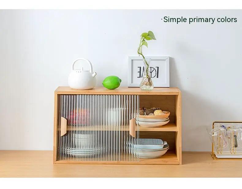 Japanese-style solid wood glass kitchen cabinet with ribbed doors for tabletop storage FLIPSTYLEZLLC on Tampa Home & Garden Store
