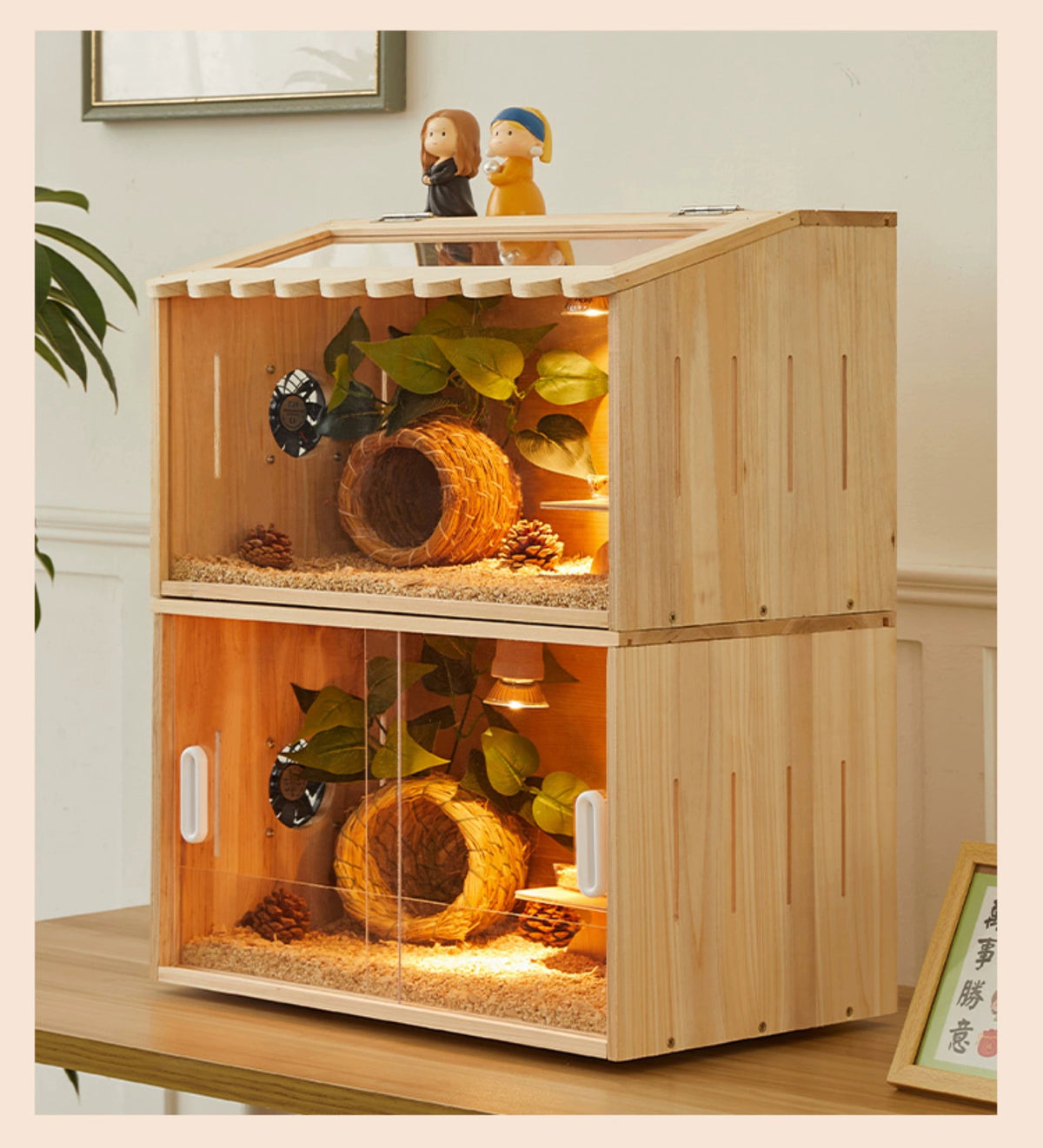 Winter Pet Feeding Incubator wooden bird cage with glass front on Tampa Home & Garden Store