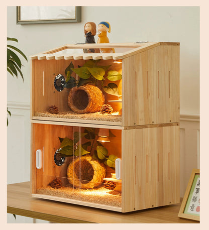 Winter Pet Feeding Incubator wooden bird cage with glass front on Tampa Home & Garden Store