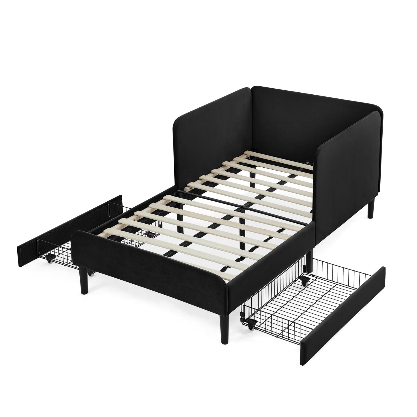 Upholstered Platform Sofa Bed with Drawers