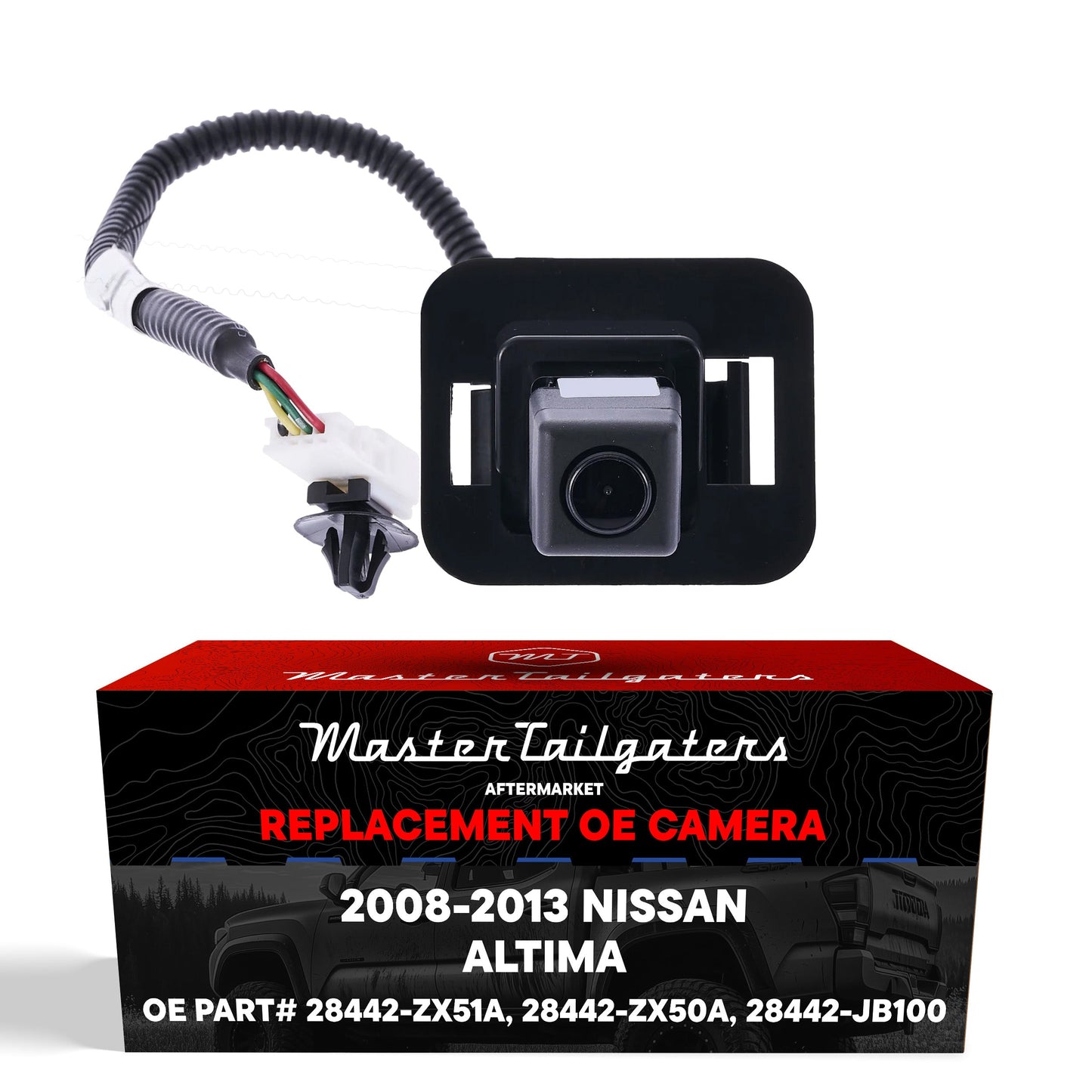Nissan Altima OEM backup camera in black housing with wiring harness by Master Tailgaters on Tampa Home & Garden Store