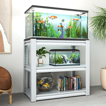 Metal aquarium stand for 20–30 gallon tanks, gray frame with black trim and dual tanks on Tampa Home & Garden Store