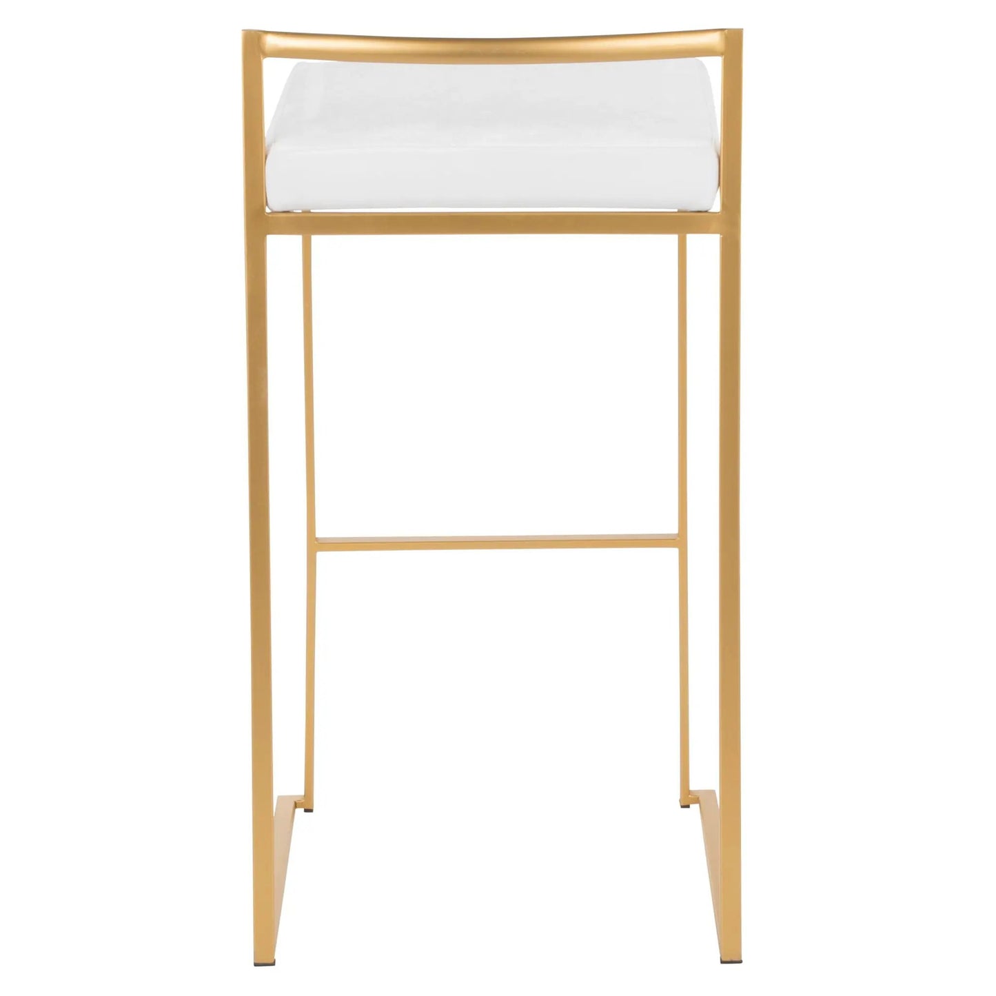 Barstool Fuji Contemporary with gold metal frame and white upholstered seat on Tampa Home & Garden Store