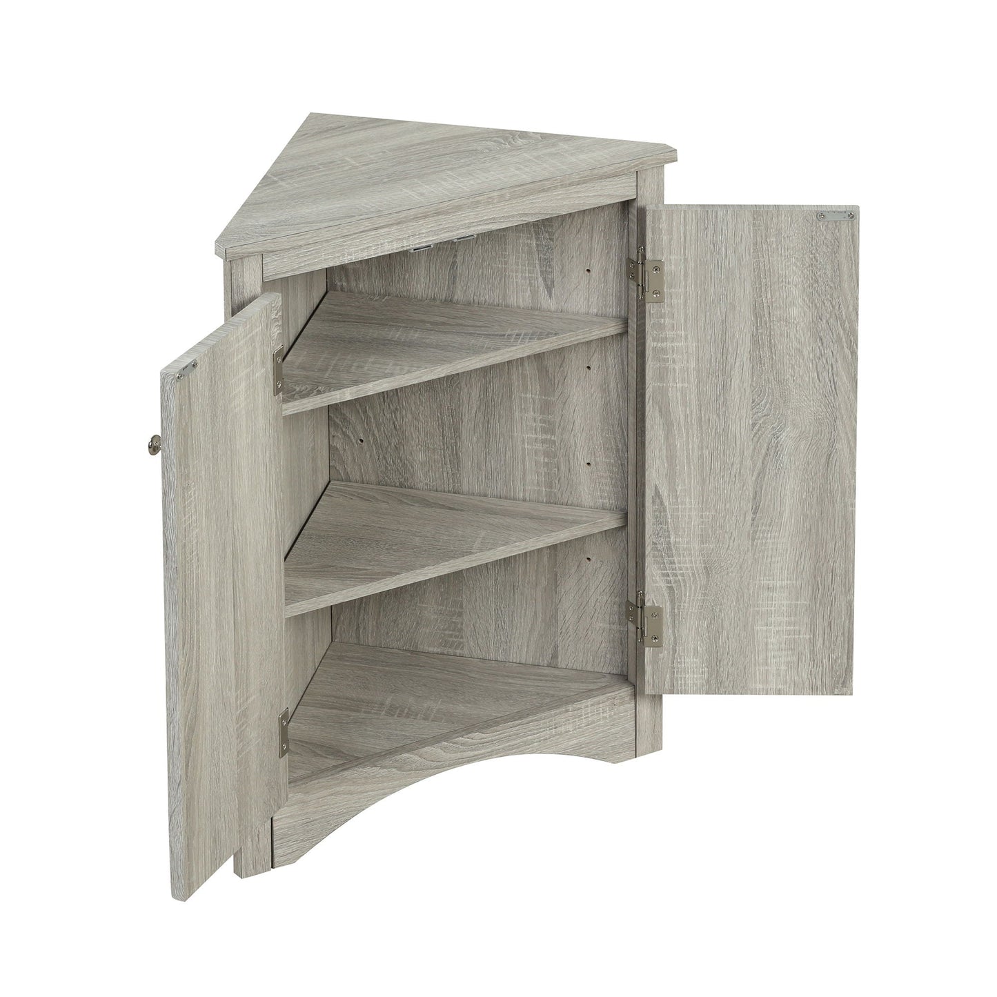 Triangle bathroom storage cabinet adjustable shelves gray wood freestanding linen cabinet HouseOfZazla on Tampa Home & Garden Store