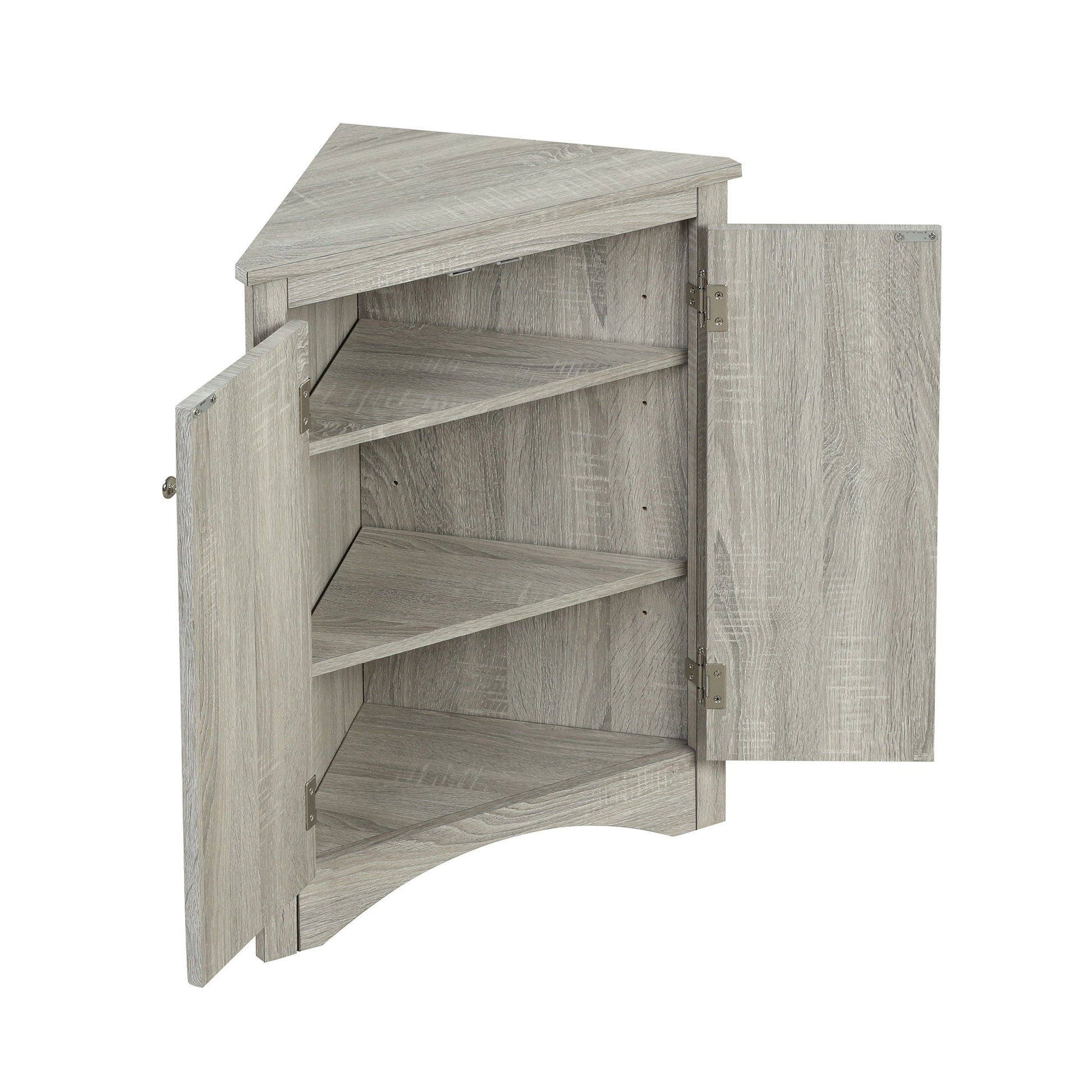Triangle bathroom storage cabinet adjustable shelves gray wood freestanding linen cabinet HouseOfZazla on Tampa Home & Garden Store