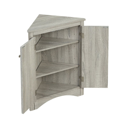 Triangle bathroom storage cabinet adjustable shelves gray wood freestanding linen cabinet HouseOfZazla on Tampa Home & Garden Store