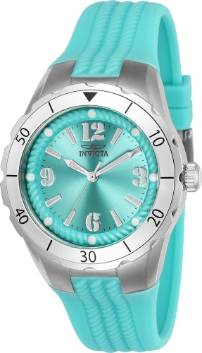Invicta Women's Angel watch with turquoise strap, silver case, turquoise dial and bold numerals on Tampa Home & Garden Store