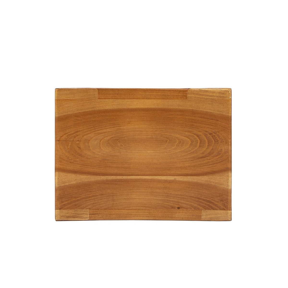 Brown reclaimed wood stool ottoman top with visible grain and square edges on Tampa Home & Garden Store