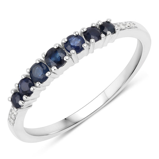 0.45ct blue sapphire and diamond ring in 14K white gold with five sapphires along the band on Tampa Home & Garden Store