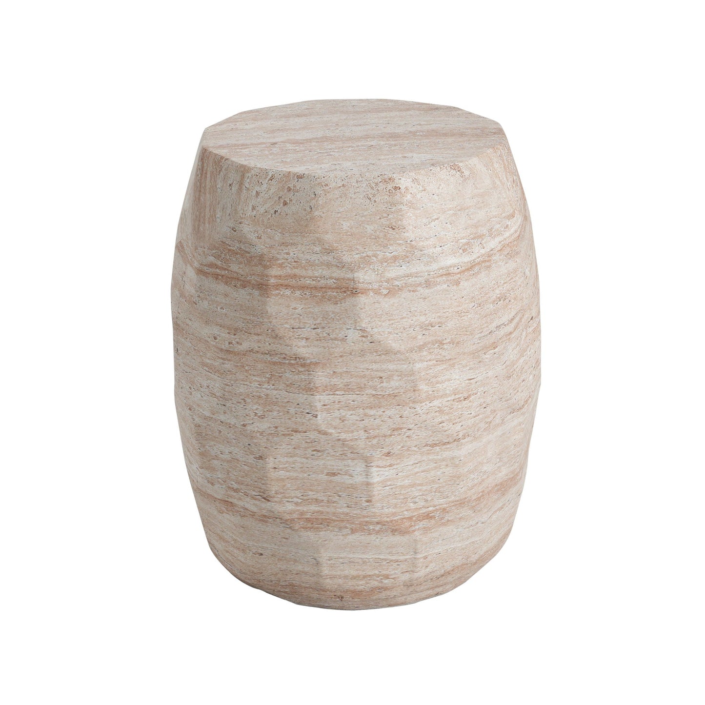 Indoor And Outdoor Beige Travertine Side Table