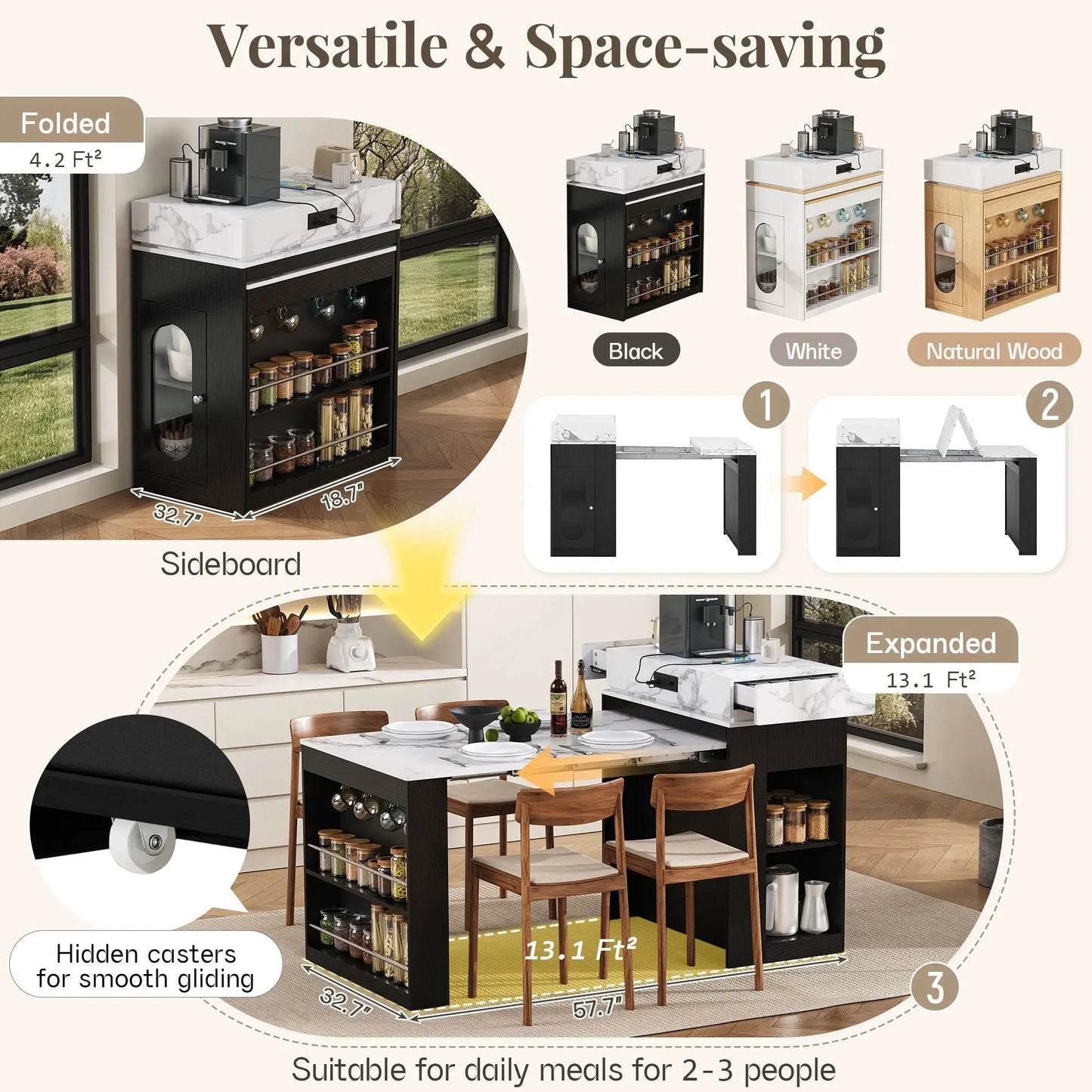 Extendable Dining Table With Folding Top