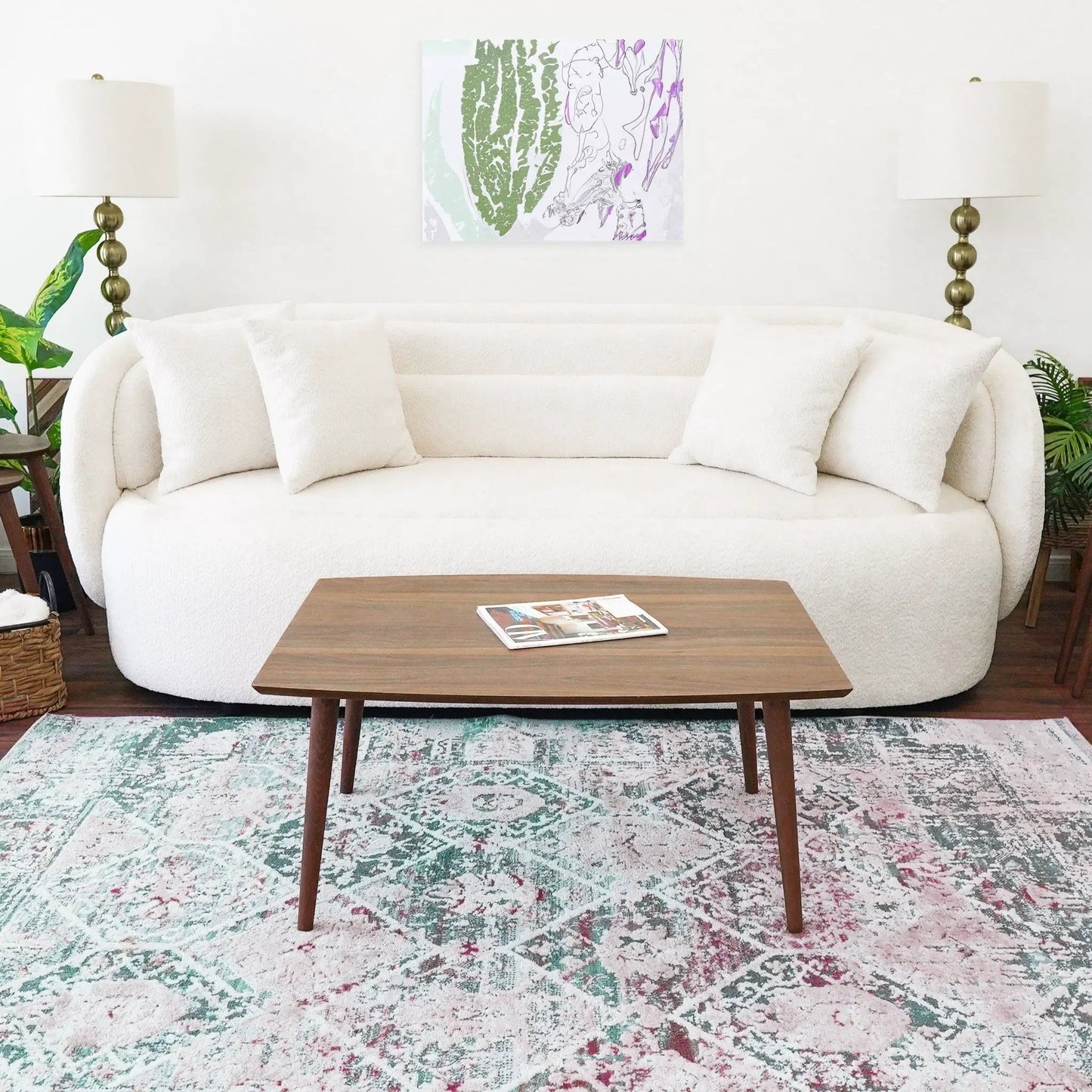 Denis contemporary coffee table by Unique Piece Furniture in warm wood with tapered legs on Tampa Home & Garden Store