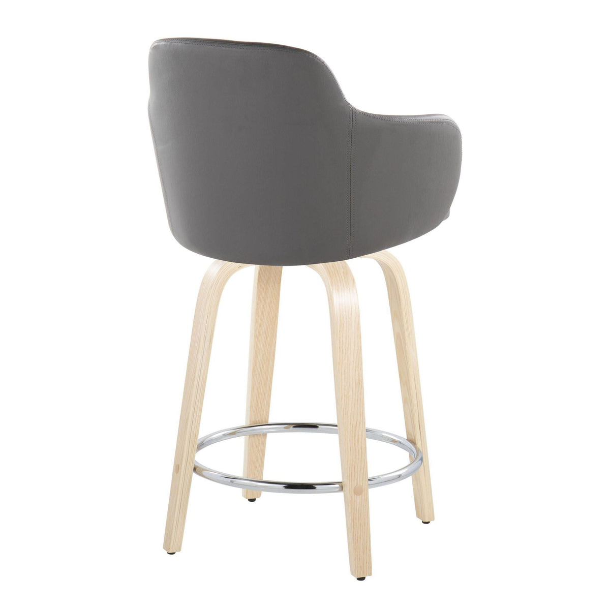 Contemporary fixed-height counter stool with gray upholstery and chrome footring on Tampa Home & Garden Store