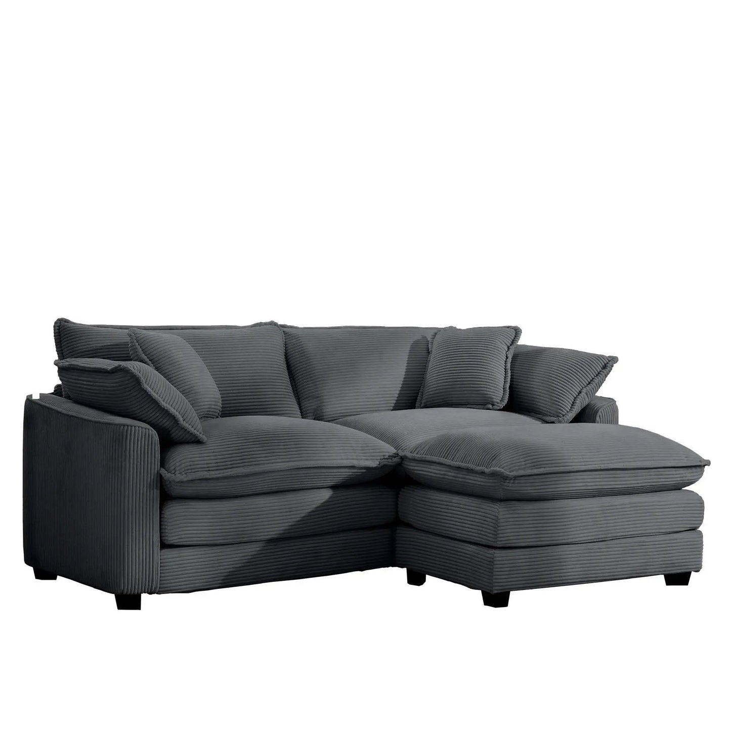 Modern oversized modular sofa with ottoman in dark gray fabric, deep seating 3-piece set on Tampa Home & Garden Store