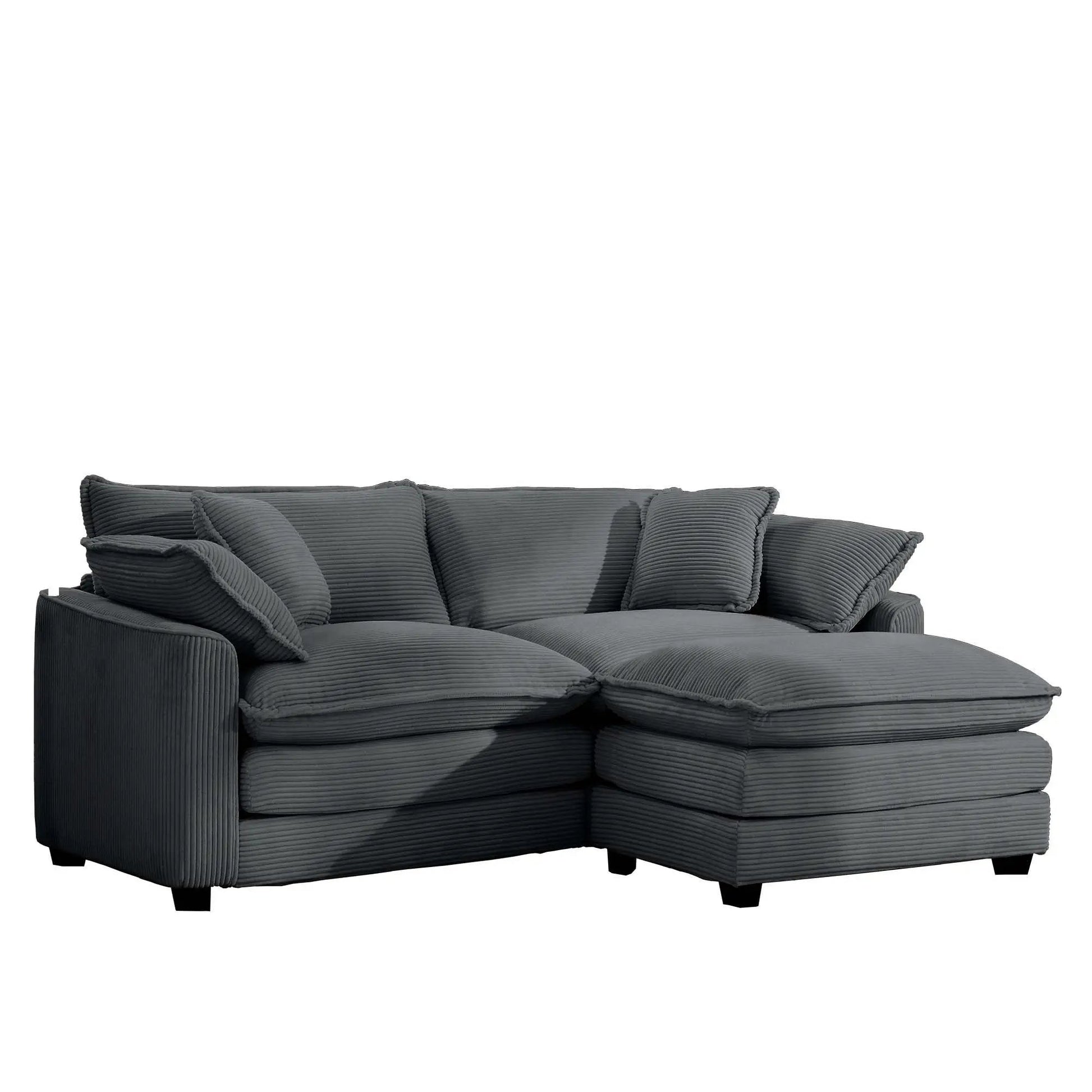 Modern oversized modular sofa with ottoman in dark gray fabric, deep seating 3-piece set on Tampa Home & Garden Store