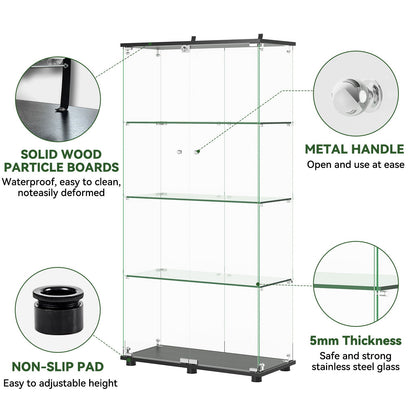 Black Wood Display Cabinet with Double Doors