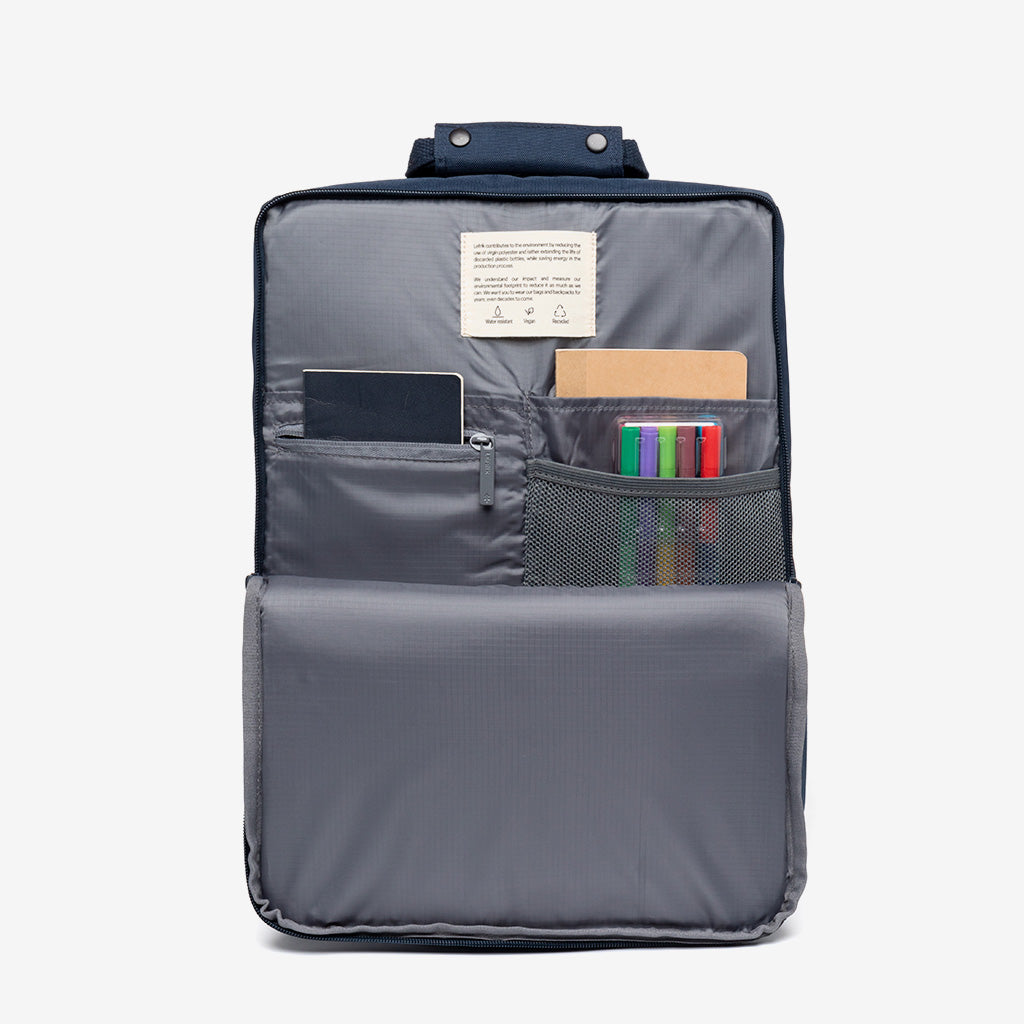 Daily 15 Inch Laptop Backpack Navy Lefrik USA with interior organizer and mesh pocket on Tampa Home & Garden Store