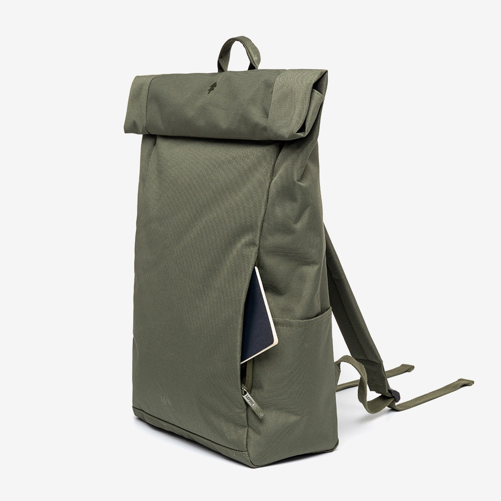 Roll Backpack Olive with Laptop Sleeve Lefrik USA, roll-top backpack with laptop sleeve on Tampa Home & Garden Store