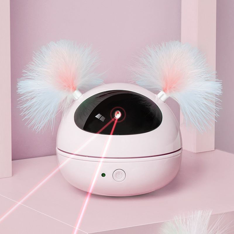 Automatic electric cat toy with pastel fluffy ear pom-poms and white dome Sell My Stuff on Tampa Home & Garden Store