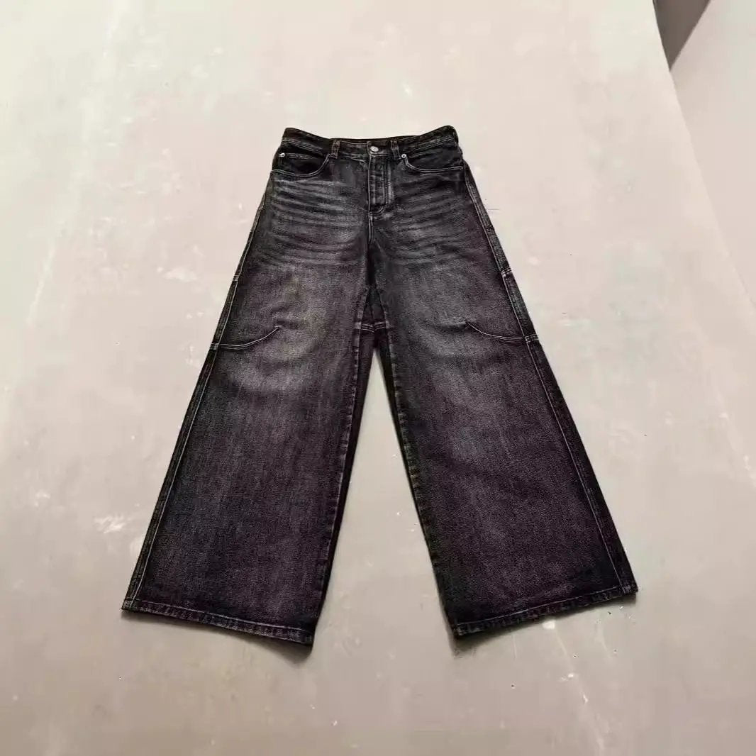 High Street Washed Distressed Black And Gray Straight Jeans FLIPSTYLEZLLC denim on Tampa Home & Garden Store