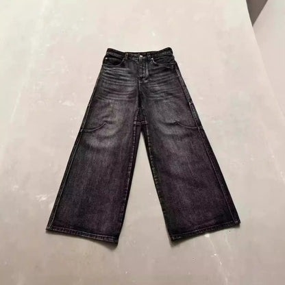 High Street Washed Distressed Black And Gray Straight Jeans FLIPSTYLEZLLC denim on Tampa Home & Garden Store