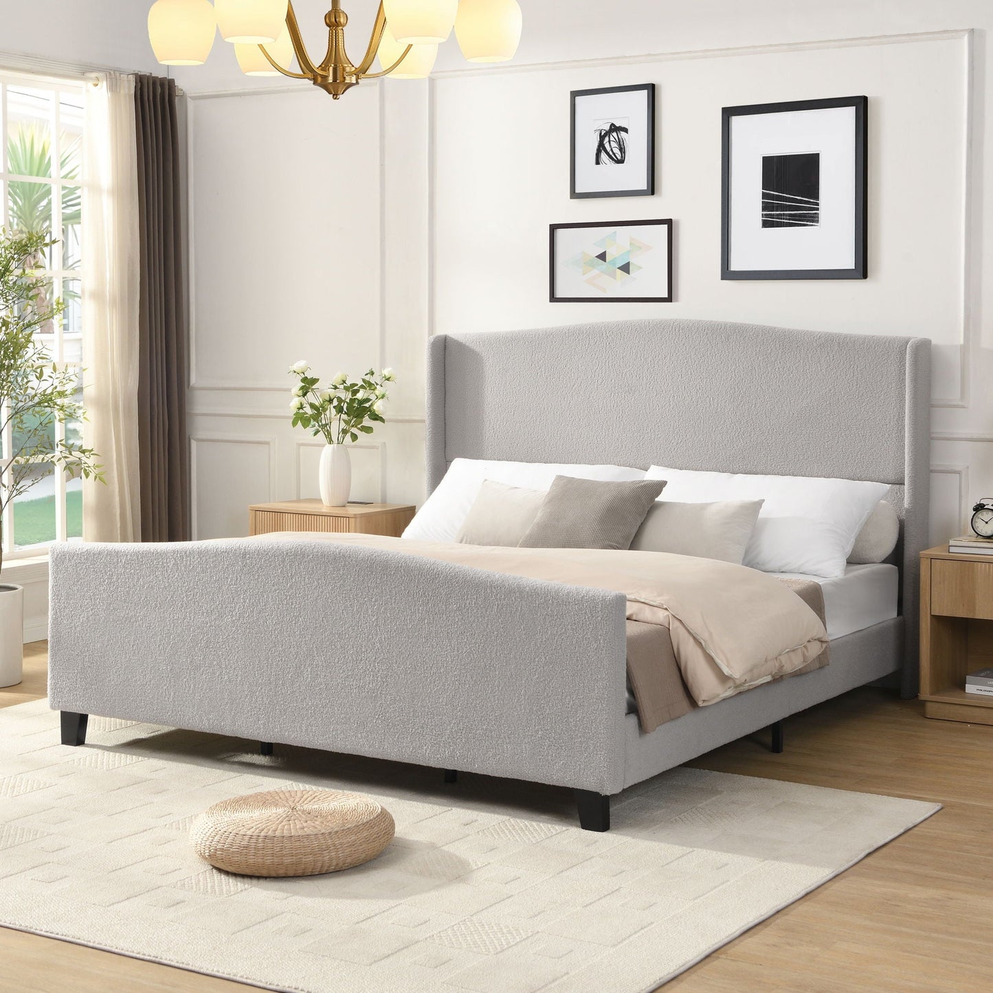 Sturdy Platform Bed Frame and a Padded Headboard