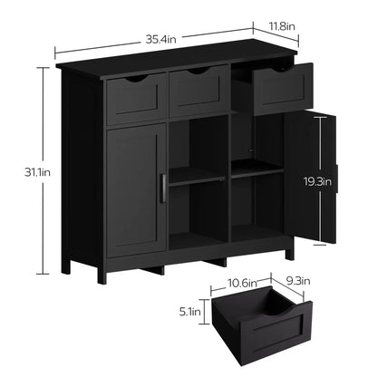 Storage cabinet sideboard in black wood with drawers and shelves by Unique Piece Furniture on Tampa Home & Garden Store